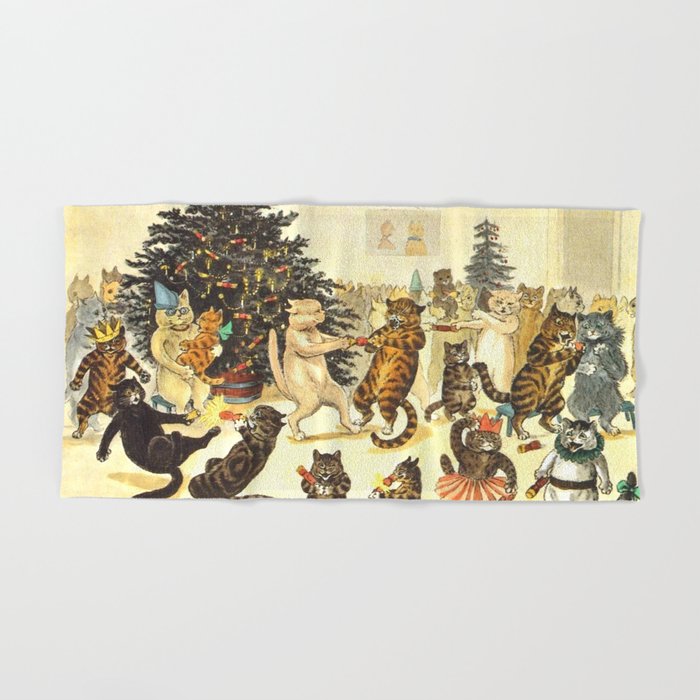 Christmas Party Cats' by Louis Wain Vintage Cat Art Bath Towel