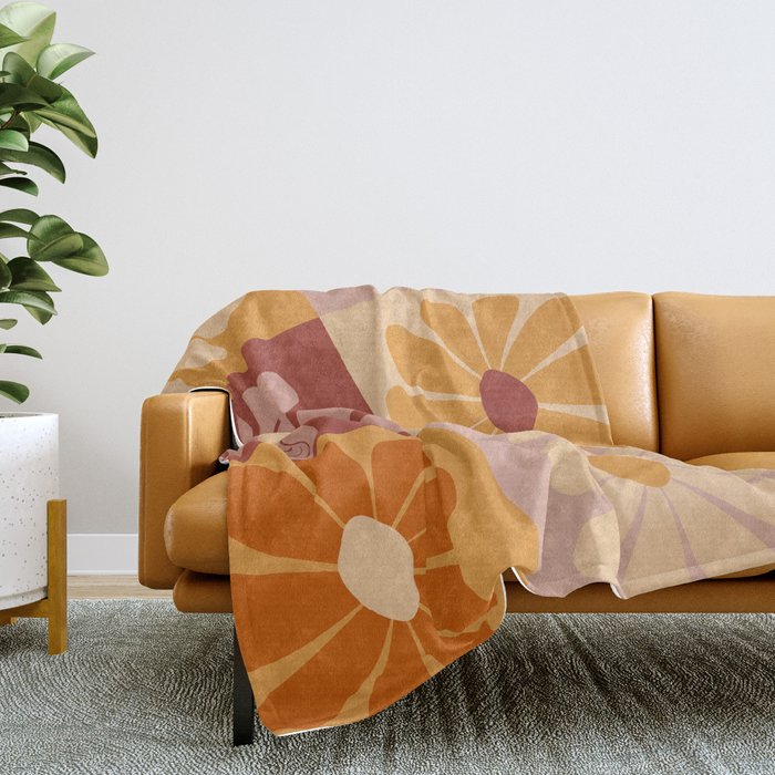 70's Daisy Bloom  Throw Blanket