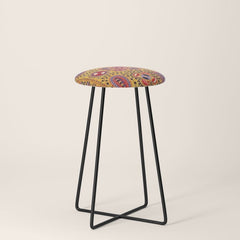 19th Century Uzbekistan Suzani with Gold Background  Stool
