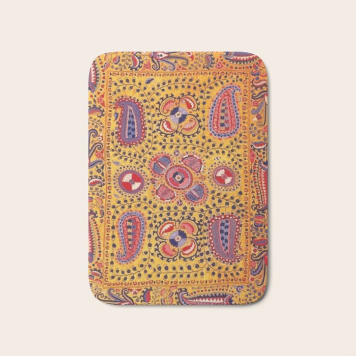 19th Century Uzbekistan Suzani with Gold Background  Bath Mat