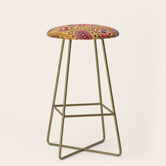 19th Century Uzbekistan Suzani with Gold Background  Stool