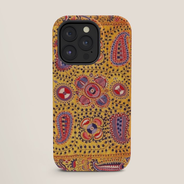 19th Century Uzbekistan Suzani with Gold Background  iPhone Case