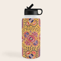 19th Century Uzbekistan Suzani with Gold Background  Water Bottle