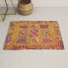 19th Century Uzbekistan Suzani with Gold Background  Rug
