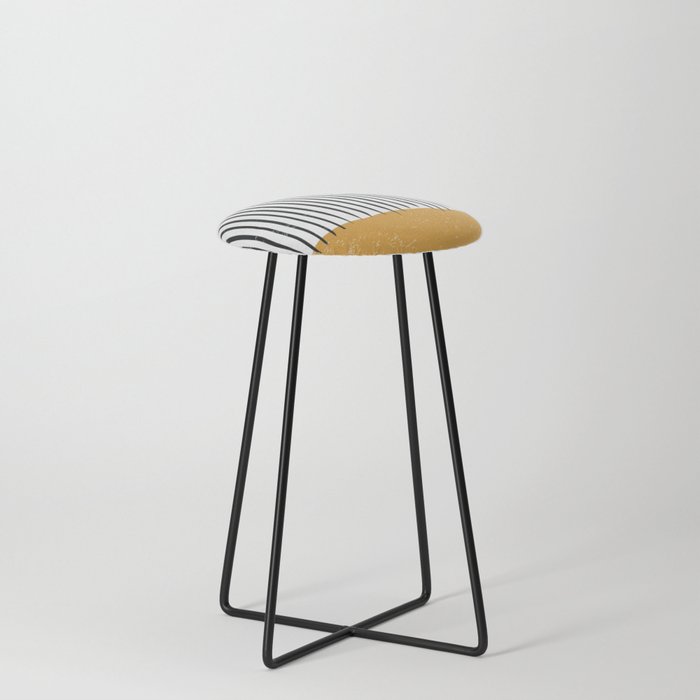 (White Background) Mid Century Modern Minimalist Rothko Inspired Color Field With Lines Geometric Style  Stool