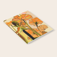 70s, Orange California poppies, mid century, 70s retro, flowers Notebook