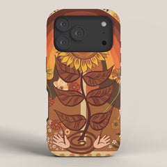 70s, Sunflower, retro, rainbow, warm colors, 60s, boho iPhone Case