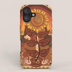 70s, Sunflower, retro, rainbow, warm colors, 60s, boho iPhone Case