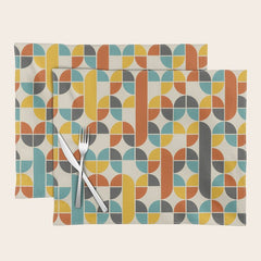 1970s Colors Mid Century Modern Geometric Pattern  Placemat