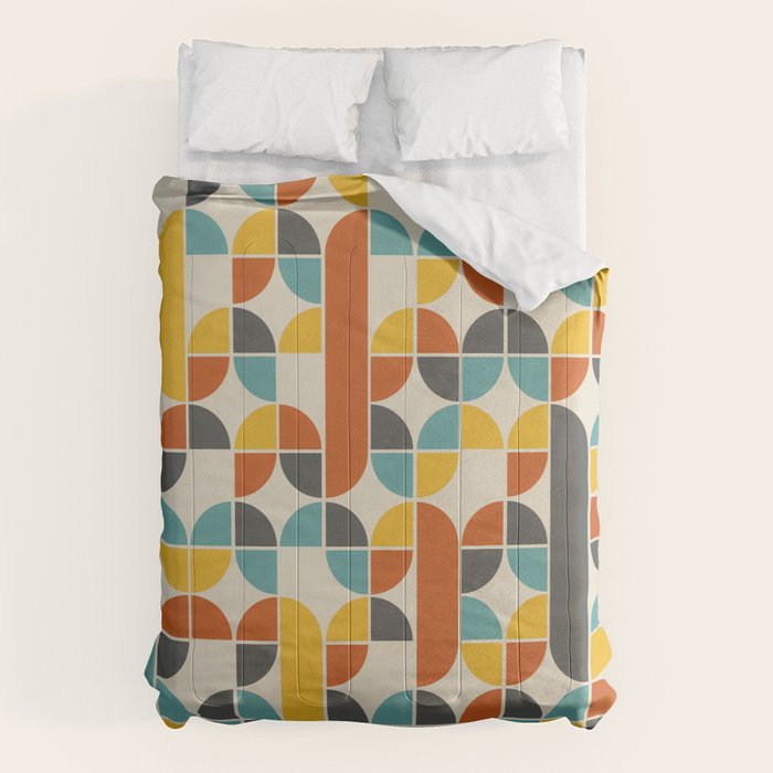 1970s Colors Mid Century Modern Geometric Pattern  Comforter