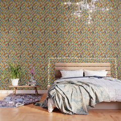 1970s Colors Mid Century Modern Geometric Pattern  Wallpaper