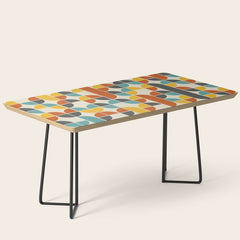 1970s Colors Mid Century Modern Geometric Pattern  Coffee Table