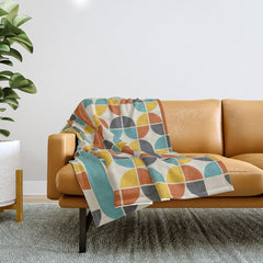 1970s Colors Mid Century Modern Geometric Pattern  Throw Blanket
