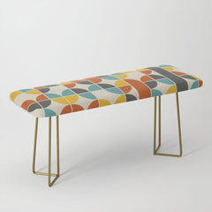 1970s Colors Mid Century Modern Geometric Pattern  Bench