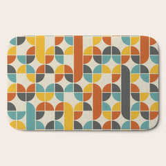 1970s Colors Mid Century Modern Geometric Pattern  Bath Mat
