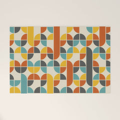 1970s Colors Mid Century Modern Geometric Pattern  Welcome Mat
