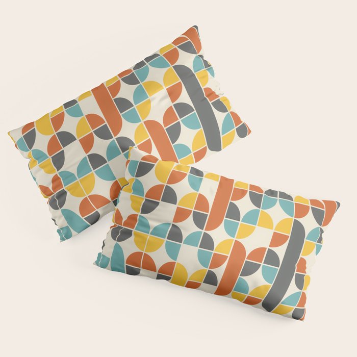 1970s Colors Mid Century Modern Geometric Pattern  Pillow Sham