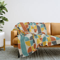 1970s Colors Mid Century Modern Geometric Pattern  Throw Blanket