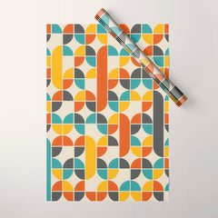 1970s Colors Mid Century Modern Geometric Pattern  Wrapping Paper