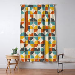 1970s Colors Mid Century Modern Geometric Pattern  Window Curtain