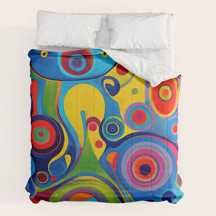 1960s Funky Psychedelic Abstract Comforter