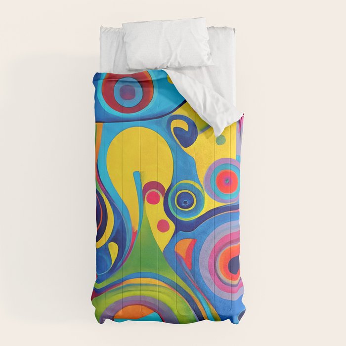 1960s Funky Psychedelic Abstract Comforter