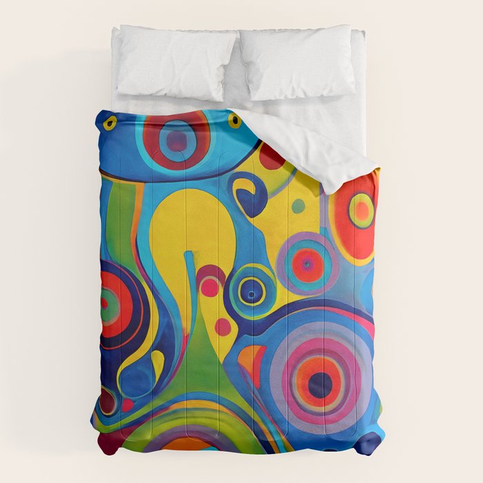 1960s Funky Psychedelic Abstract Comforter