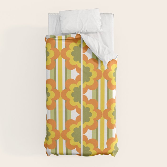 70's Summer' Orange Yellow Green Duvet Cover