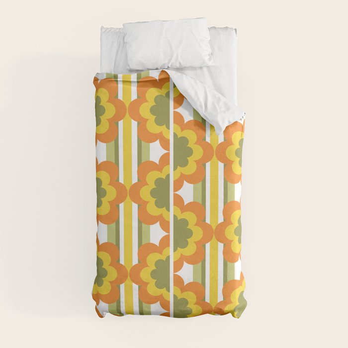 70's Summer' Orange Yellow Green Duvet Cover