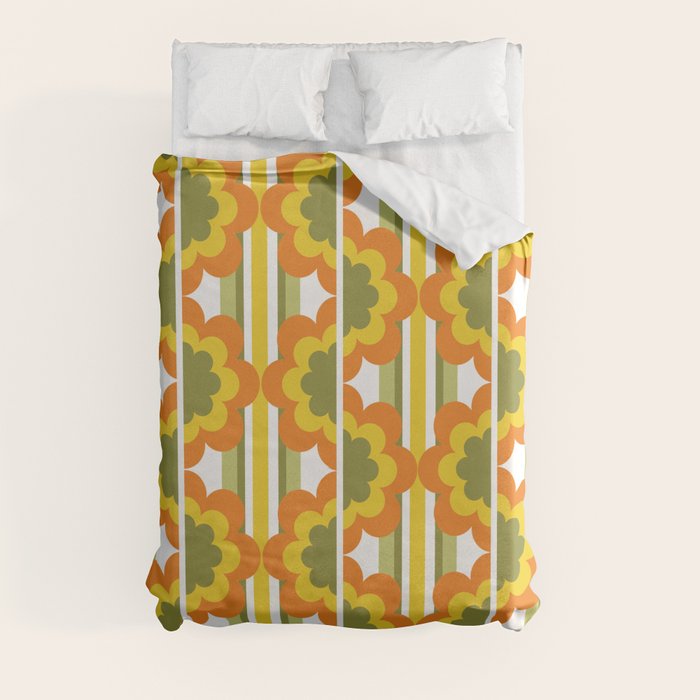70's Summer' Orange Yellow Green Duvet Cover