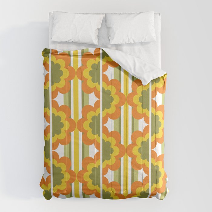 70's Summer' Orange Yellow Green Comforter