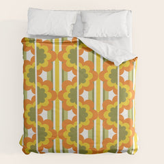 70's Summer' Orange Yellow Green Duvet Cover
