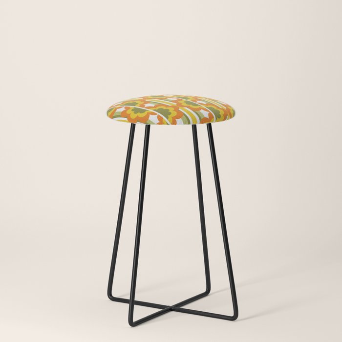 70's Summer' Orange Yellow Green Stool