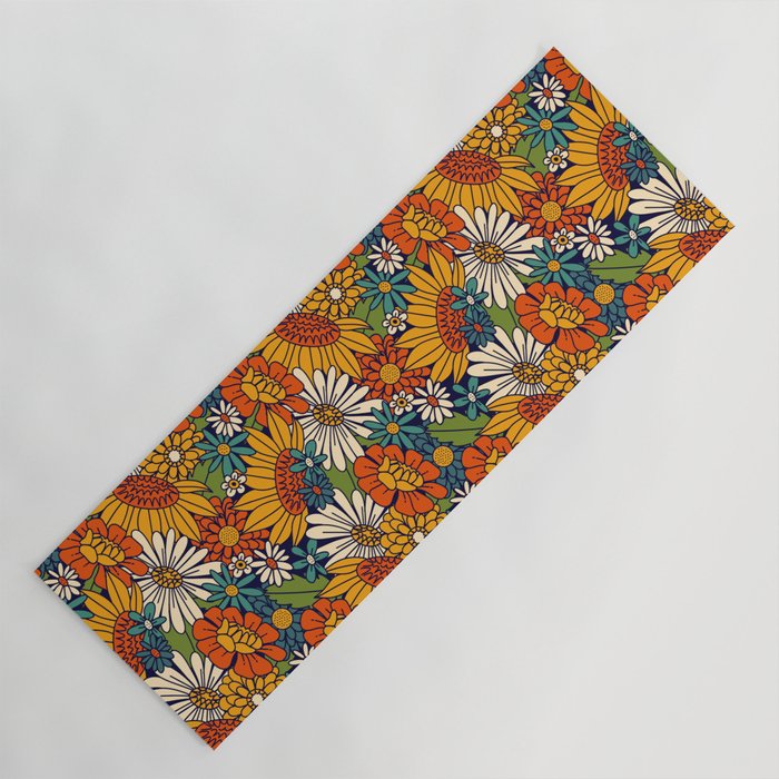 70s Retro Floral - Bold Yoga Mat