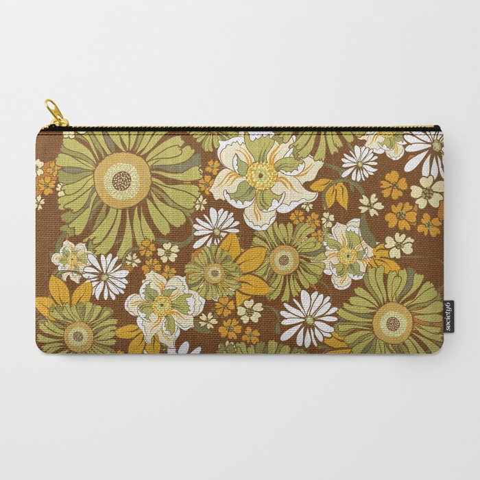 70s Retro Flower Power boho pattern Carry All Pouch