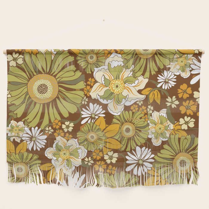 70s Retro Flower Power boho pattern Wall Hanging
