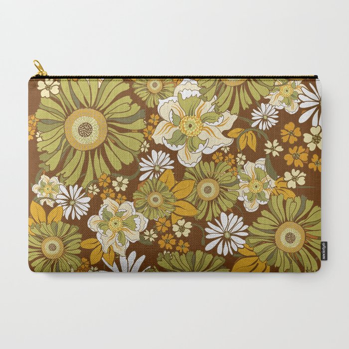 70s Retro Flower Power boho pattern Carry All Pouch