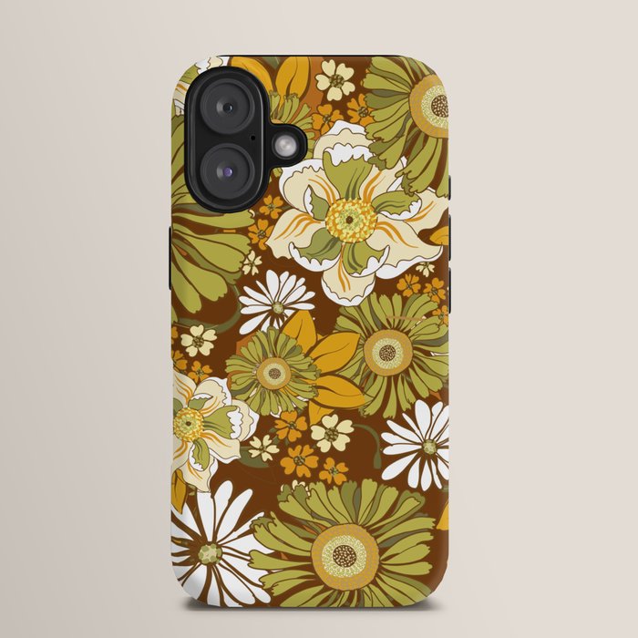70s Retro Flower Power boho pattern iPhone Case
