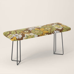 70s Retro Flower Power boho pattern Bench