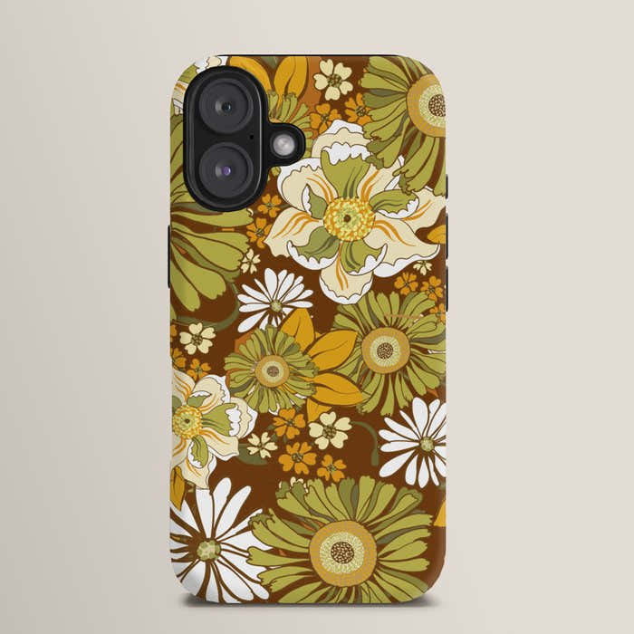 70s Retro Flower Power boho pattern iPhone Case