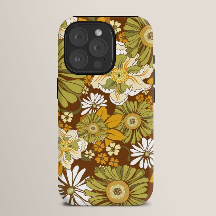 70s Retro Flower Power boho pattern iPhone Case