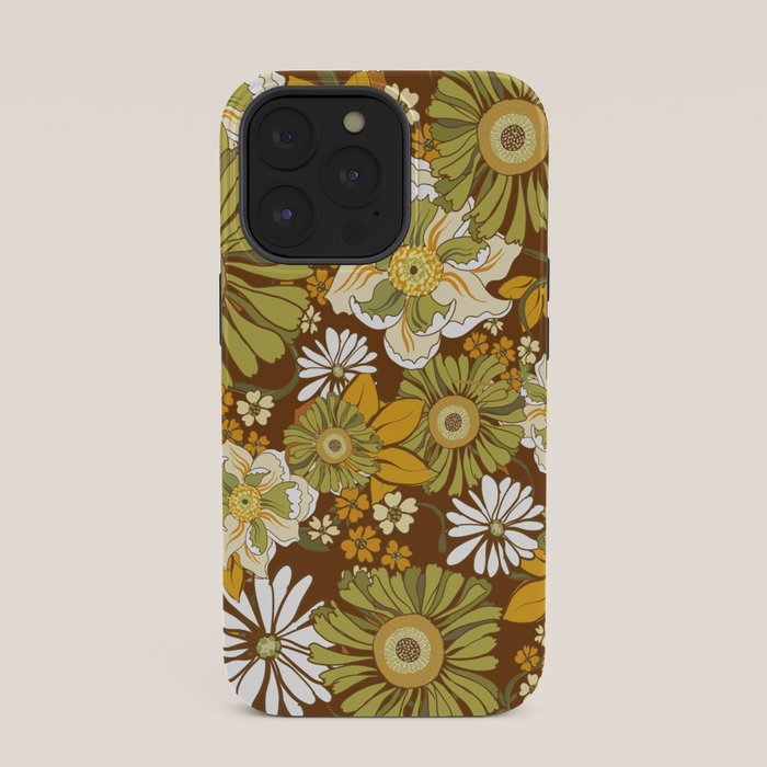 70s Retro Flower Power boho pattern iPhone Case