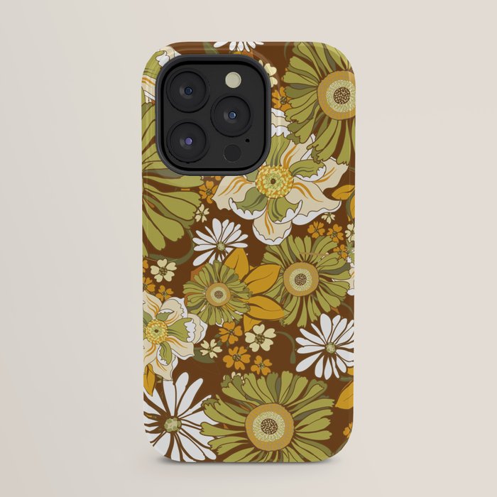 70s Retro Flower Power boho pattern iPhone Case
