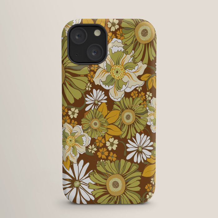 70s Retro Flower Power boho pattern iPhone Case