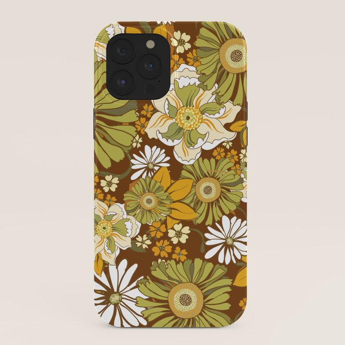 70s Retro Flower Power boho pattern iPhone Case