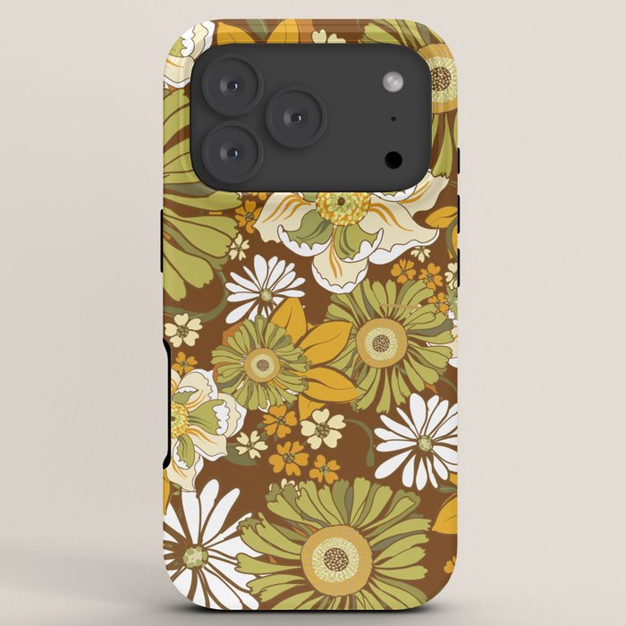 70s Retro Flower Power boho pattern iPhone Case