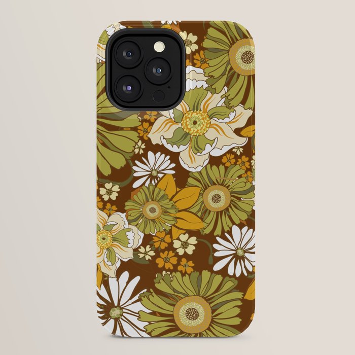 70s Retro Flower Power boho pattern iPhone Case
