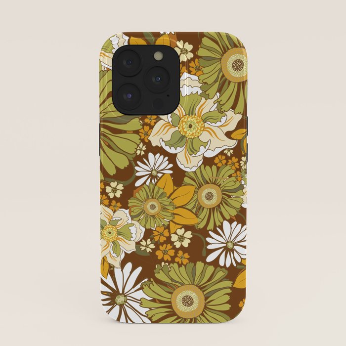 70s Retro Flower Power boho pattern iPhone Case