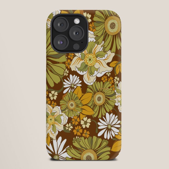 70s Retro Flower Power boho pattern iPhone Case