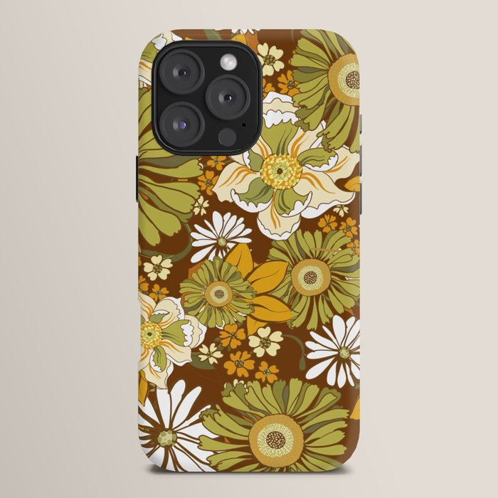 70s Retro Flower Power boho pattern iPhone Case